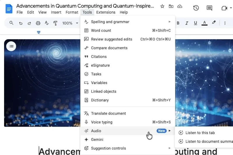 Google Docs poate acum să rezume rapid documentele.