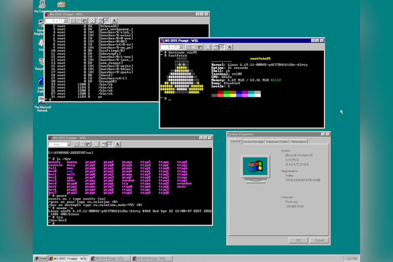 „Trucul incredibil”: o fată rulează Linux modern pe Windows 95