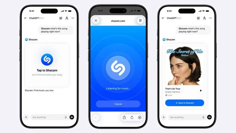 ChatGPT poate acum să identifice melodii datorită Shazam integrat.