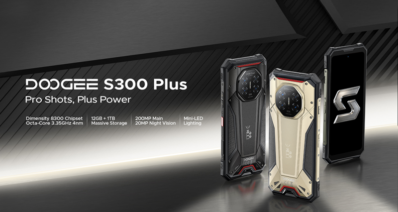Doogee S300 Plus – un telefon fiabil bazat pe Dimensity 8300, echipat cu 1 TB de memorie și iluminare reglabilă Mini‑LED.