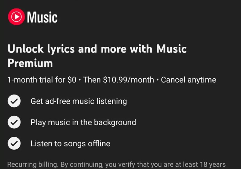 Google a ascuns textele melodiilor în YouTube Music pentru utilizatorii gratuiti