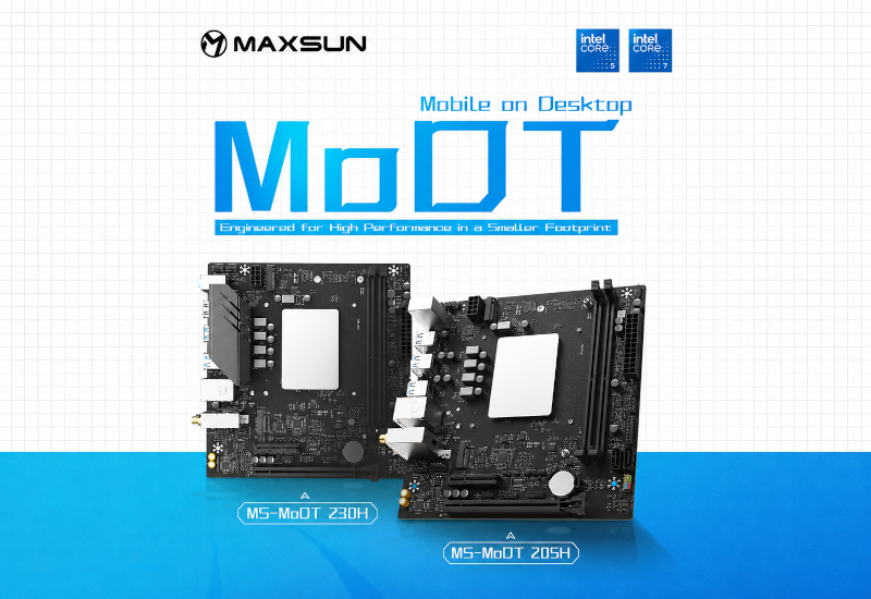 MaxSun a prezentat plăci MoDT actualizate cu nuclee Raptor Lake Core 200H integrate.